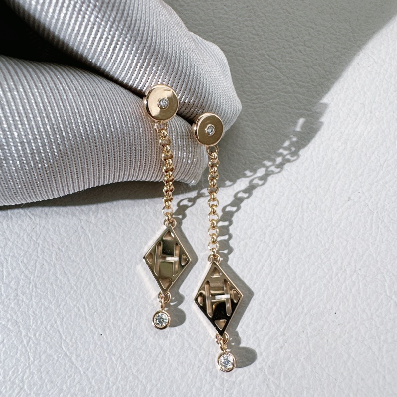 Hermes愛馬仕 Ex-Libris H馬鞍釘流蘇耳環-4