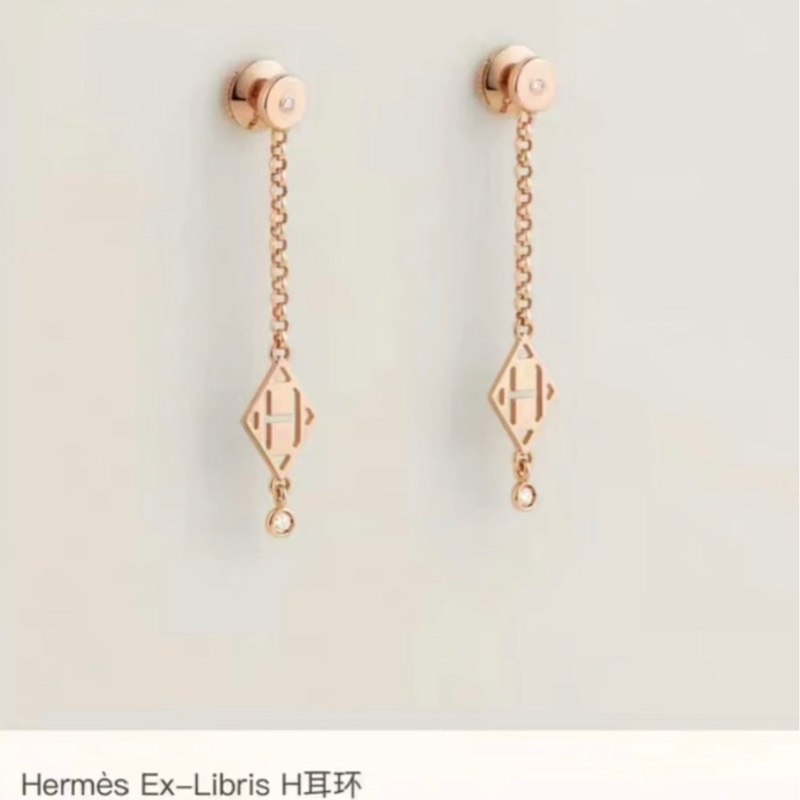 Hermes愛馬仕 Ex-Libris H馬鞍釘流蘇耳環-6