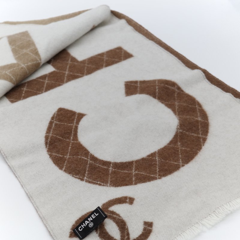 Chanel 香奈兒 24K 經典駝色 米色 羊毛 長款圍巾-2