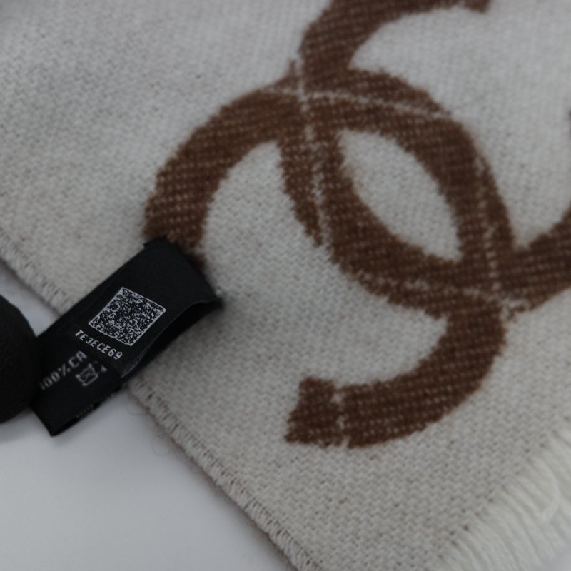 Chanel 香奈兒 24K 經典駝色 米色 羊毛 長款圍巾-5