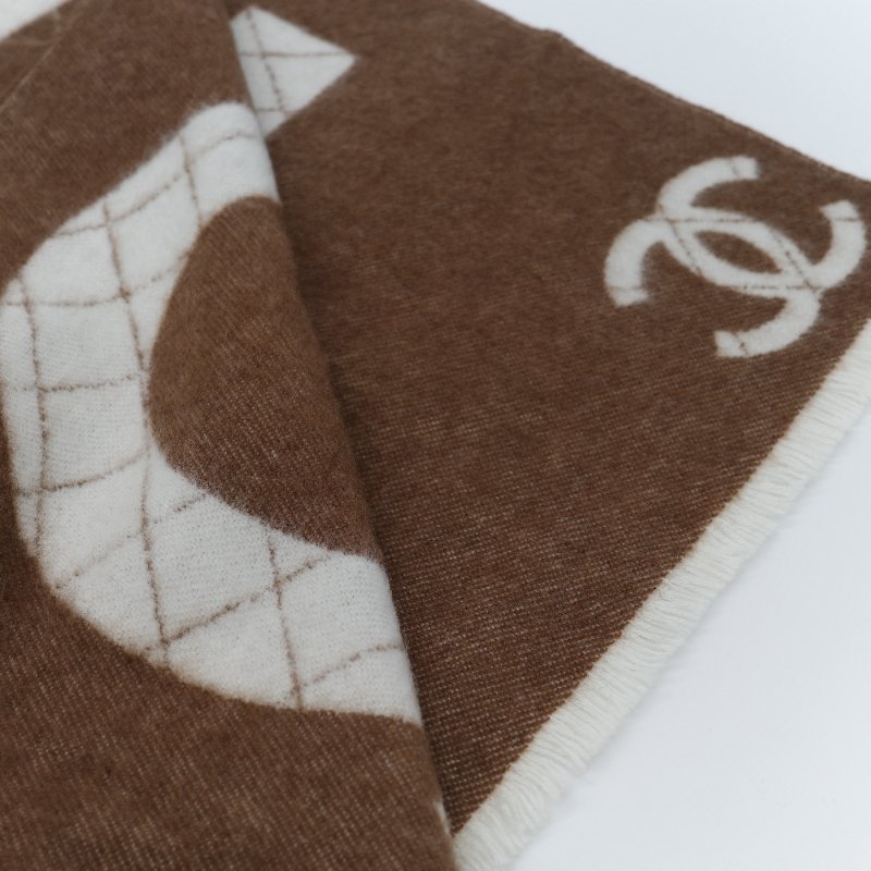 Chanel 香奈兒 24K 經典駝色 米色 羊毛 長款圍巾-6