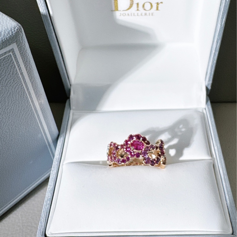 Dior迪奧 archi高珠系列 玫瑰金粉寶滿鑽戒指，52號-1