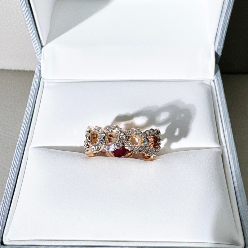 Dior迪奧 archi高珠系列 玫瑰金粉寶滿鑽戒指，52號-2