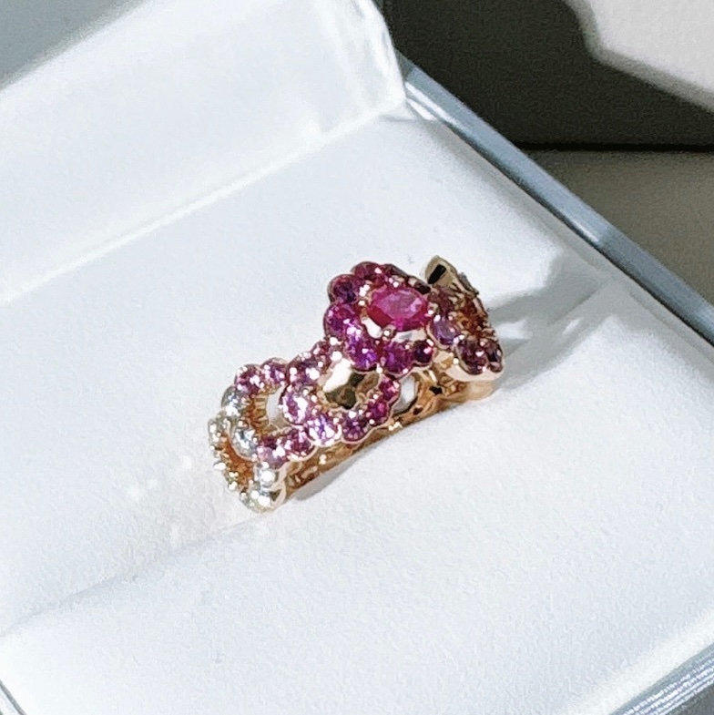 Dior迪奧 archi高珠系列 玫瑰金粉寶滿鑽戒指，52號-3