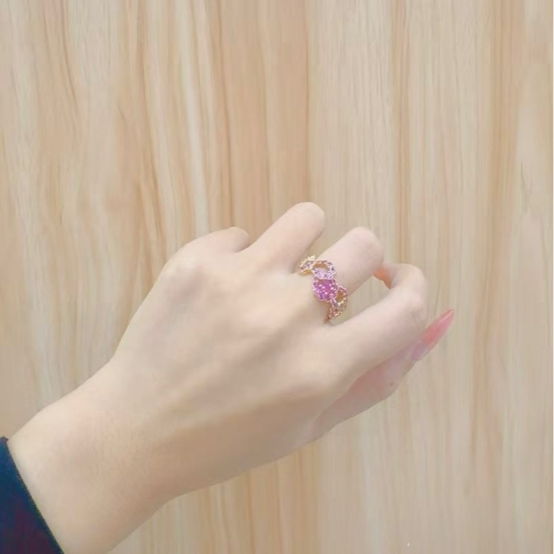 Dior迪奧 archi高珠系列 玫瑰金粉寶滿鑽戒指，52號-7