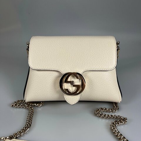GUCCI 607720 白鐵牌三層肩背包