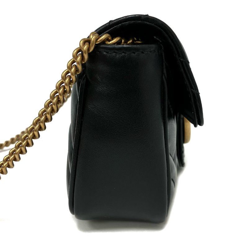 ☆ Gucci 古馳 Black Calfskin GG Marmont Chain Crossbody Bag 476433 黑色小牛皮鎖鏈斜背袋 - 267005809-3