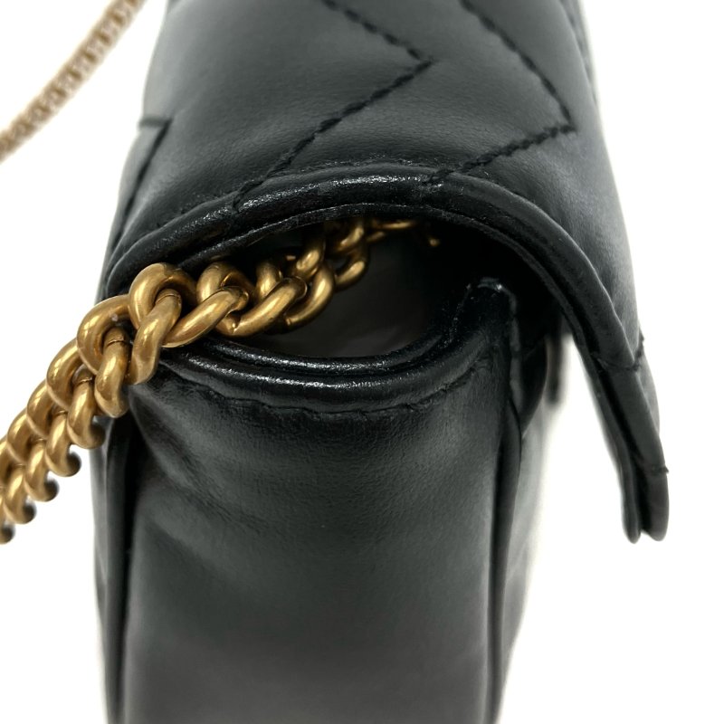 ☆ Gucci 古馳 Black Calfskin GG Marmont Chain Crossbody Bag 476433 黑色小牛皮鎖鏈斜背袋 - 267005809-4
