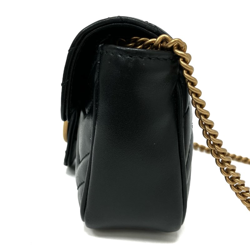 ☆ Gucci 古馳 Black Calfskin GG Marmont Chain Crossbody Bag 476433 黑色小牛皮鎖鏈斜背袋 - 267005809-5