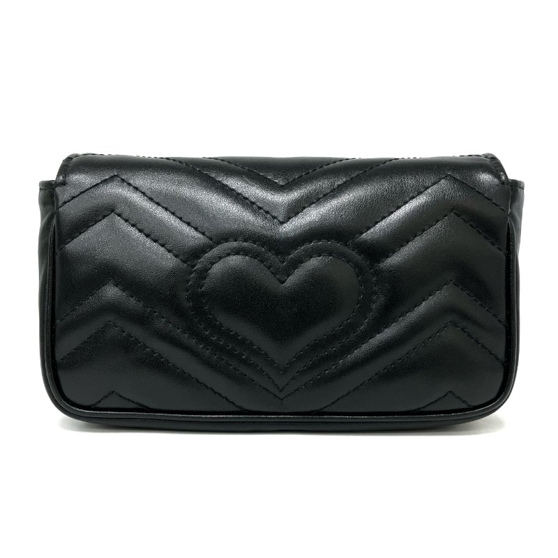 ☆ Gucci 古馳 Black Calfskin GG Marmont Chain Crossbody Bag 476433 黑色小牛皮鎖鏈斜背袋 - 267005809-7