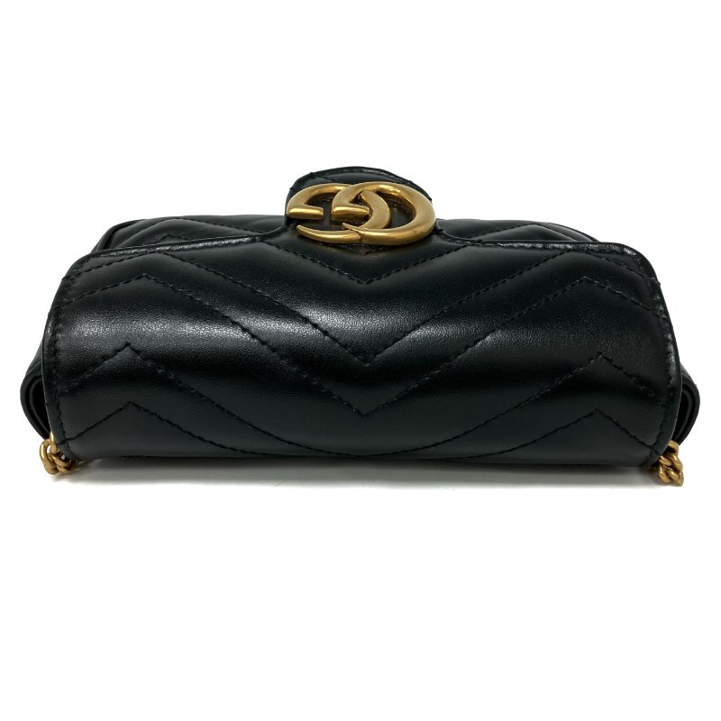 ☆ Gucci 古馳 Black Calfskin GG Marmont Chain Crossbody Bag 476433 黑色小牛皮鎖鏈斜背袋 - 267005809-8