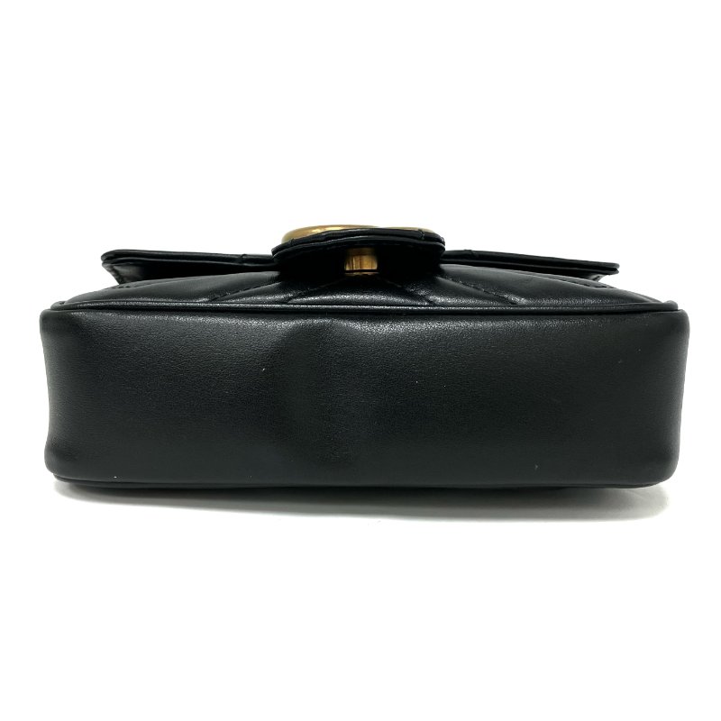 ☆ Gucci 古馳 Black Calfskin GG Marmont Chain Crossbody Bag 476433 黑色小牛皮鎖鏈斜背袋 - 267005809-9