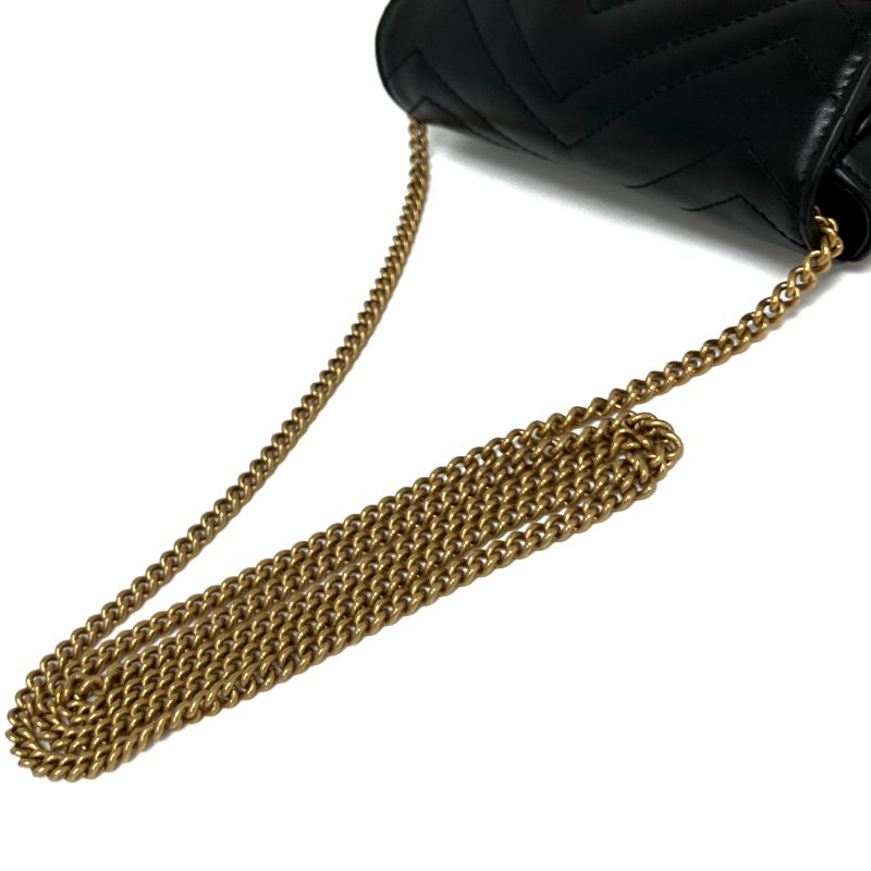 ☆ Gucci 古馳 Black Calfskin GG Marmont Chain Crossbody Bag 476433 黑色小牛皮鎖鏈斜背袋 - 267005809-10