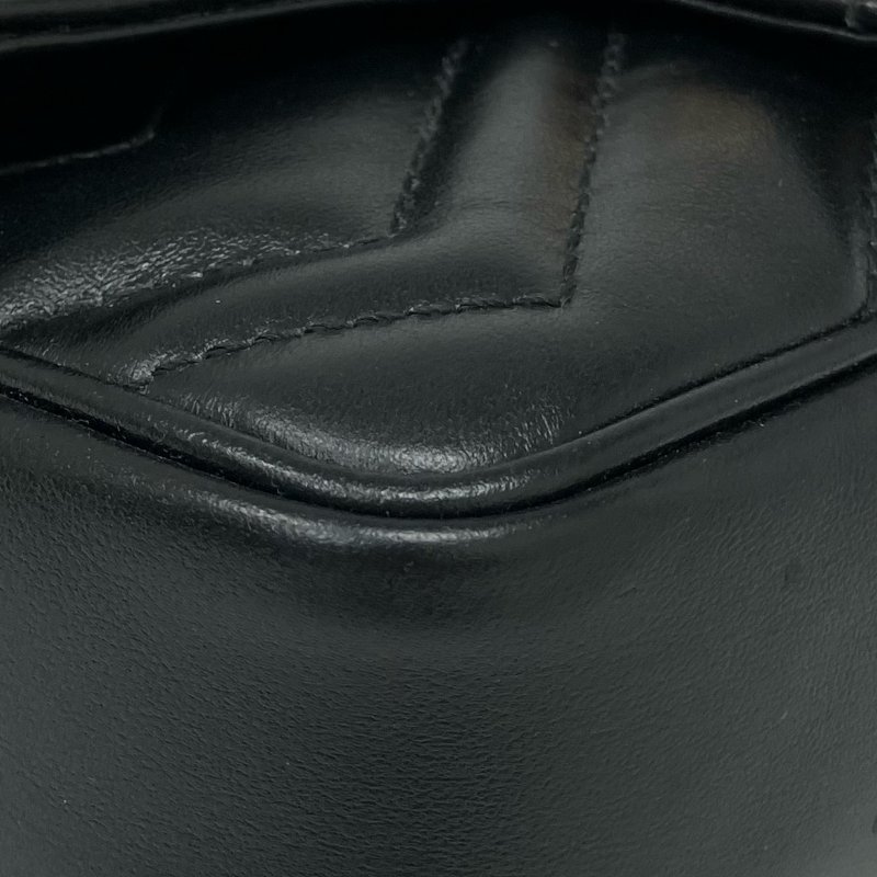 ☆ Gucci 古馳 Black Calfskin GG Marmont Chain Crossbody Bag 476433 黑色小牛皮鎖鏈斜背袋 - 267005809-11