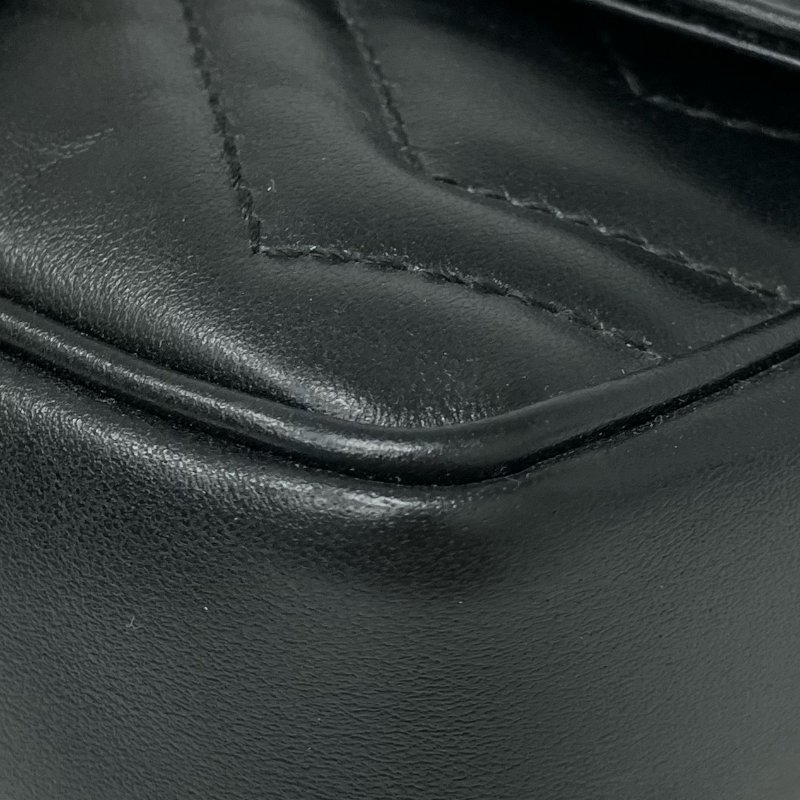 ☆ Gucci 古馳 Black Calfskin GG Marmont Chain Crossbody Bag 476433 黑色小牛皮鎖鏈斜背袋 - 267005809-12