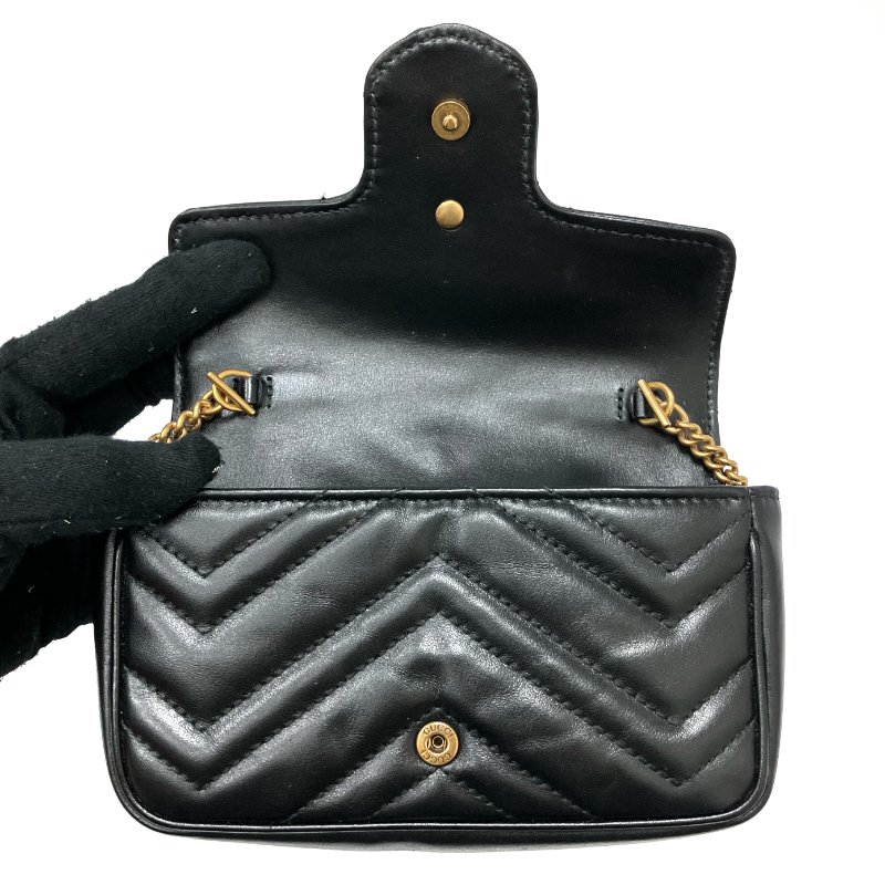 ☆ Gucci 古馳 Black Calfskin GG Marmont Chain Crossbody Bag 476433 黑色小牛皮鎖鏈斜背袋 - 267005809-16