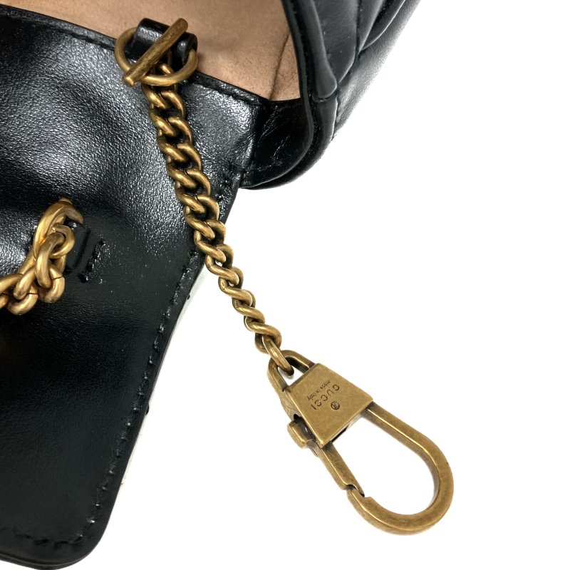 ☆ Gucci 古馳 Black Calfskin GG Marmont Chain Crossbody Bag 476433 黑色小牛皮鎖鏈斜背袋 - 267005809-18