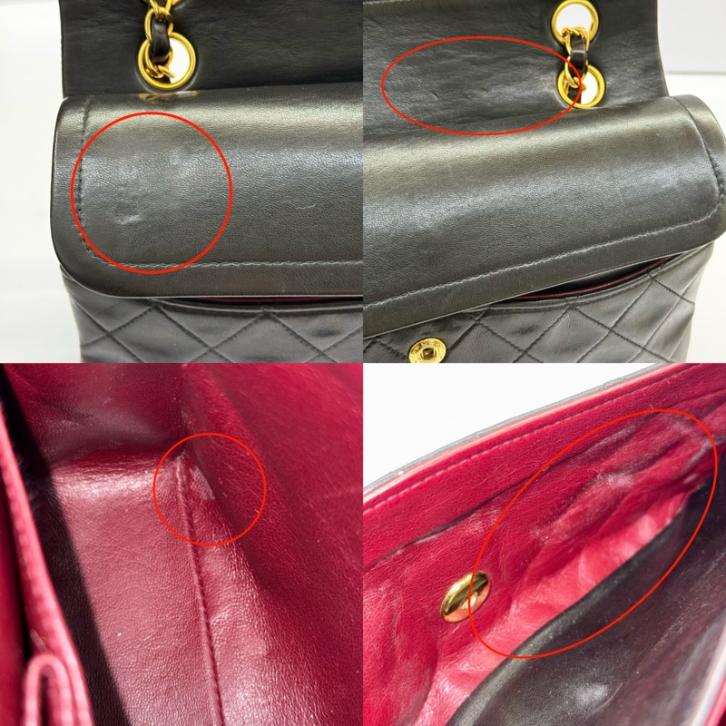 CHANEL 香奈兒 棕色菱格紋羊皮雙蓋肩背包23CM （雷標破損）-8