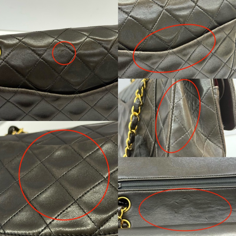 CHANEL 香奈兒 棕色菱格紋羊皮雙蓋肩背包23CM （雷標破損）-9