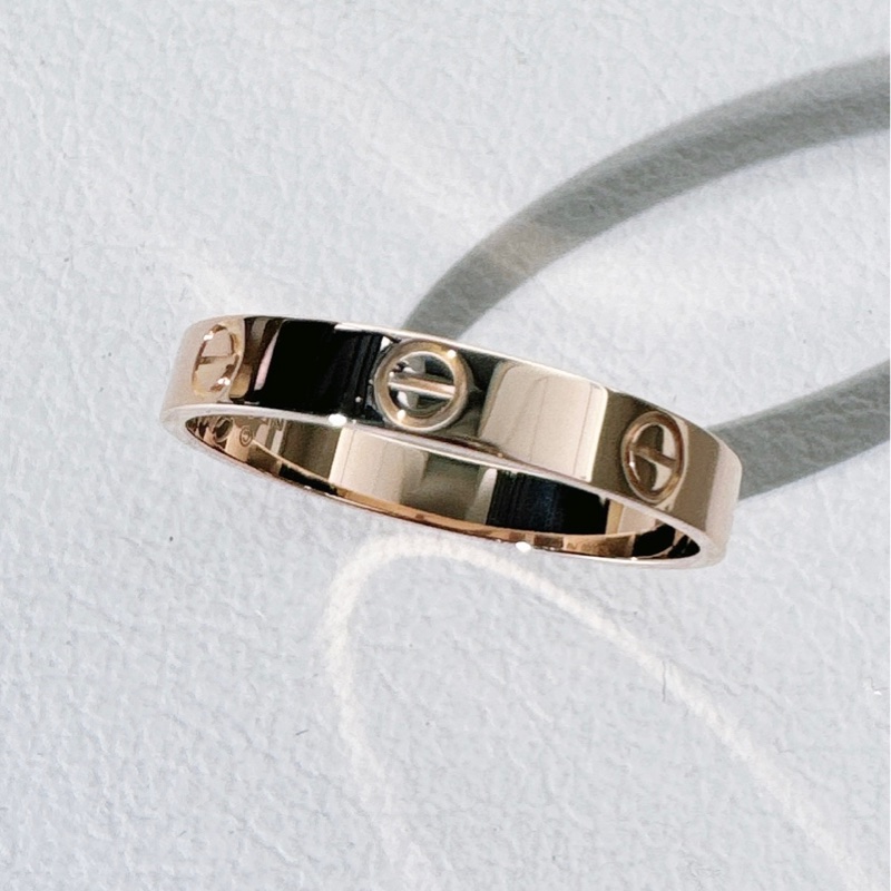 Cartier卡地亞 love系列 玫瑰金窄版戒指，尺寸 64 碼-3