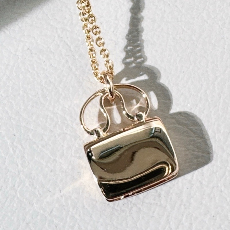 Hermes愛馬仕 玫瑰金滿鑽 康康項鍊-6