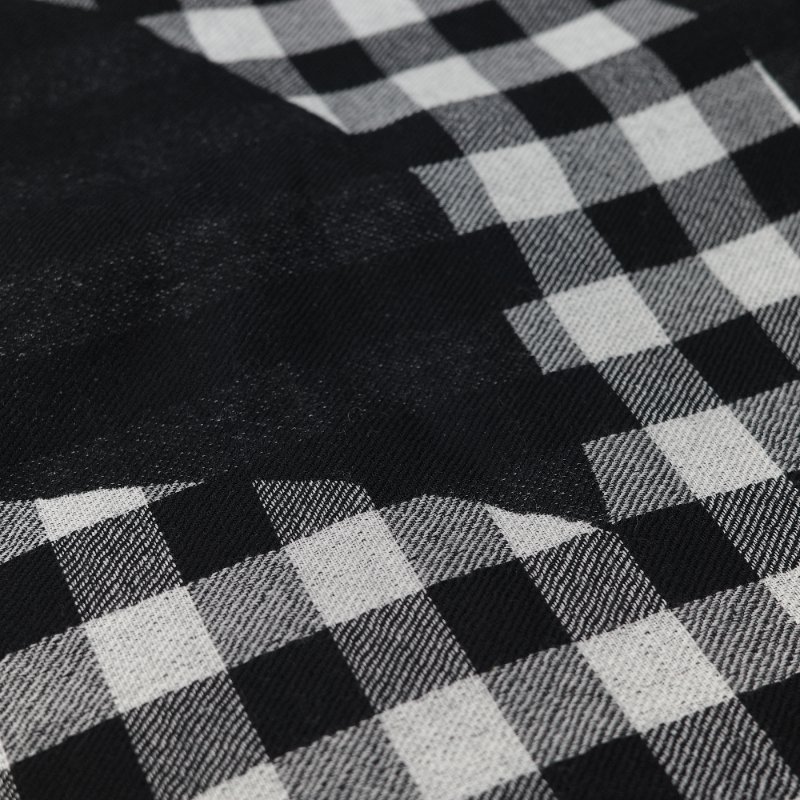 Chanel 香奈兒 經典黑底格紋 羊絨 提花 針織圍巾-6