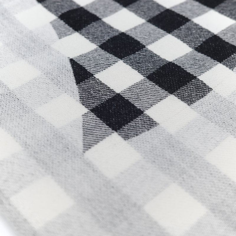 Chanel 香奈兒經典 白底雙色格紋 羊絨 提花 針織圍巾-4