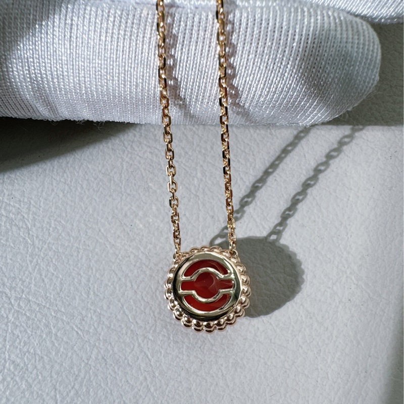 VCA梵克雅寶Perlée couleurs系列18K玫瑰金紅玉髓項鍊-6