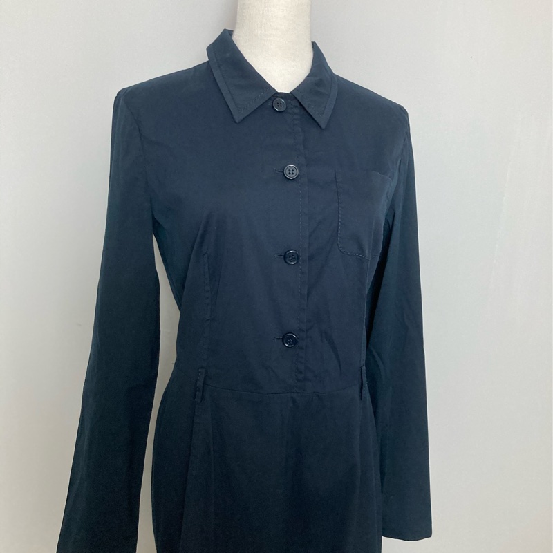 《新歡舊愛》正品PRADA深藍色彈性連身洋裝44版小適合M-3