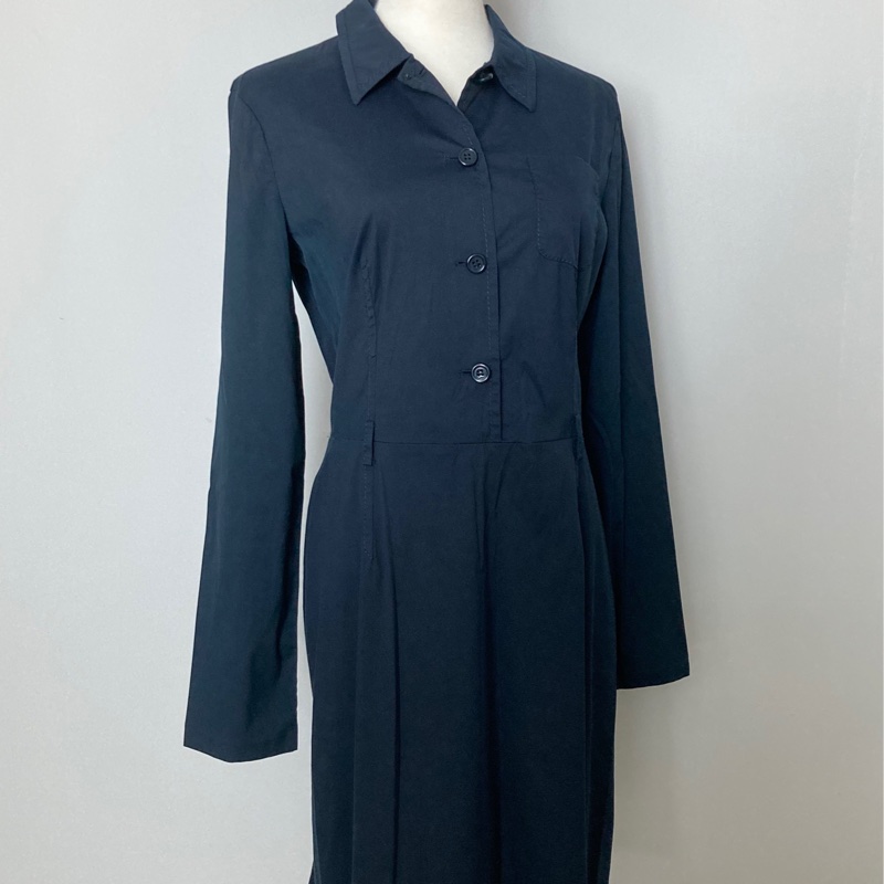 《新歡舊愛》正品PRADA深藍色彈性連身洋裝44版小適合M-4