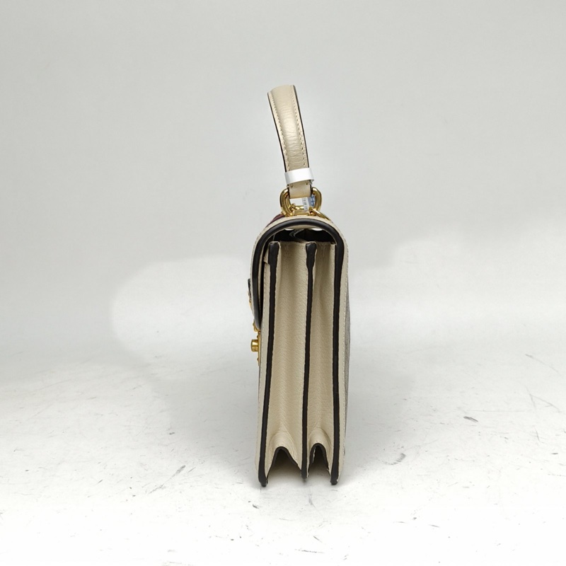 GUCCI Ophidia郵差包紅綠條紋織帶小號老花PVC金扣-1