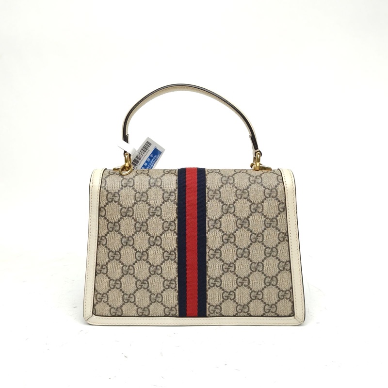 GUCCI Ophidia郵差包紅綠條紋織帶小號老花PVC金扣-2