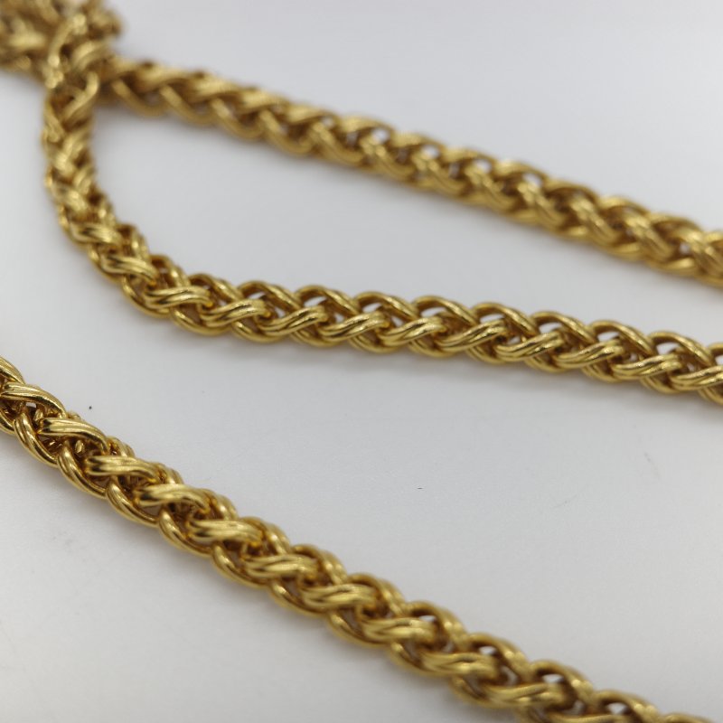 Chanel 香奈兒 Vintage 1995 經典 黃銅金屬 鍍金 波浪形空心圓球雙 C 吊墜長項鍊-4