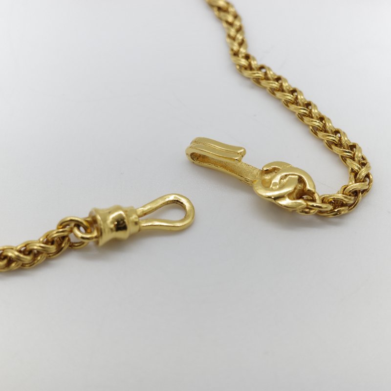 Chanel 香奈兒 Vintage 1995 經典 黃銅金屬 鍍金 波浪形空心圓球雙 C 吊墜長項鍊-6