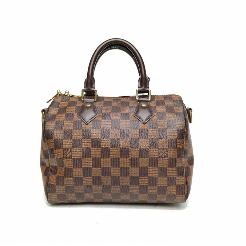 LOUIS VUITTON Speedy25配肩帶棕色棋盤格PVC2018-2
