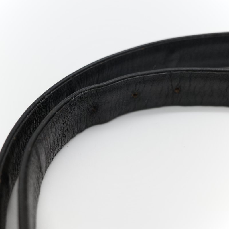 Chanel 香奈兒 Vintage經典黑色 平滑小牛皮 拼接金屬鏈條扣飾 皮革皮帶-3