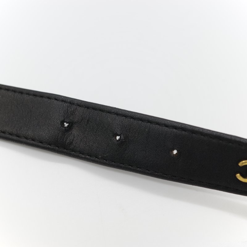 Chanel 香奈兒 Vintage經典黑色 平滑小牛皮 拼接金屬鏈條扣飾 皮革皮帶-8