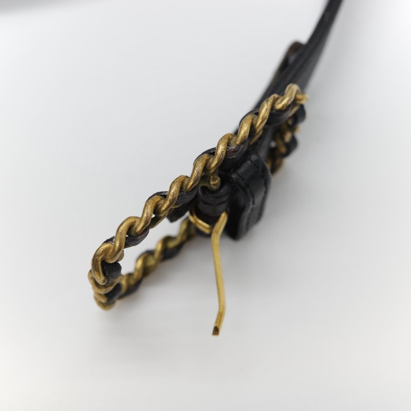 Chanel 香奈兒 Vintage經典黑色 平滑小牛皮 拼接金屬鏈條扣飾 皮革皮帶-14