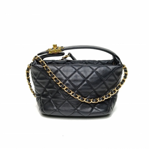 CHANEL 19BAGHobo飯盒包黑色羊皮29開金扣