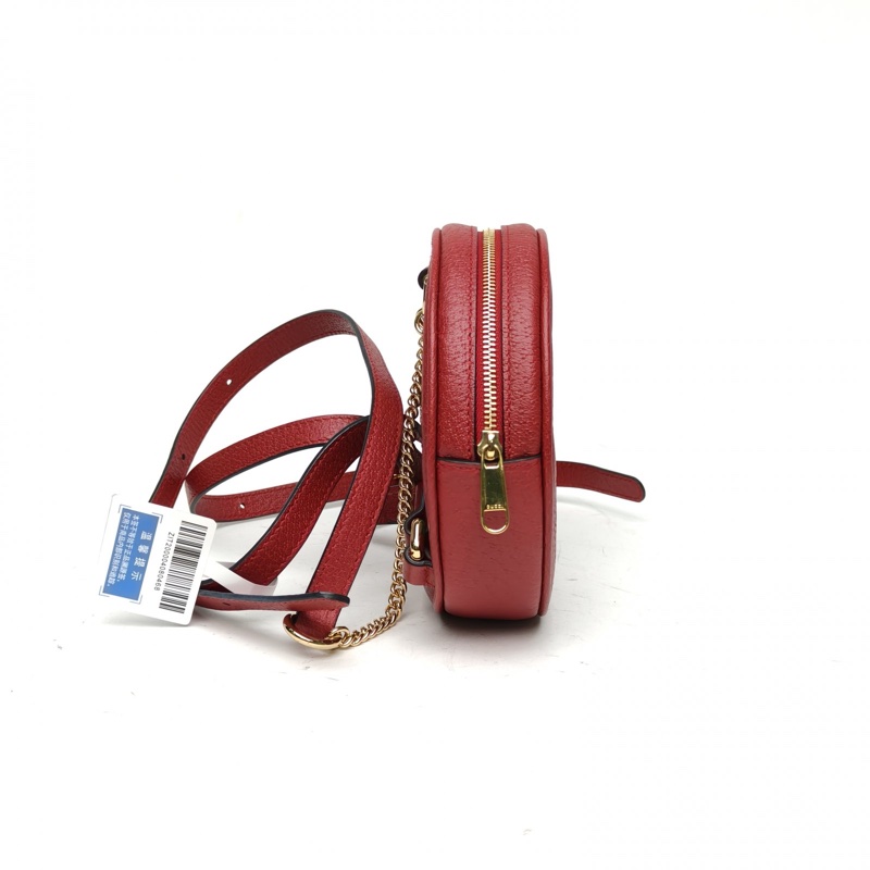 GUCCI Ophidia圓餅包雙肩包花卉印花酒紅色PVC-1