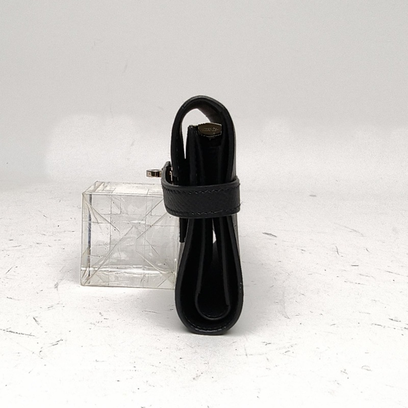 HERMES 黑色Epsom皮D刻銀扣kelly短款錢包錢夾-1