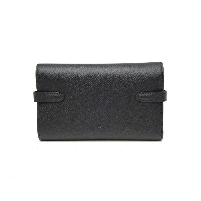 HERMES 黑色Epsom皮D刻銀扣kelly短款錢包錢夾-2