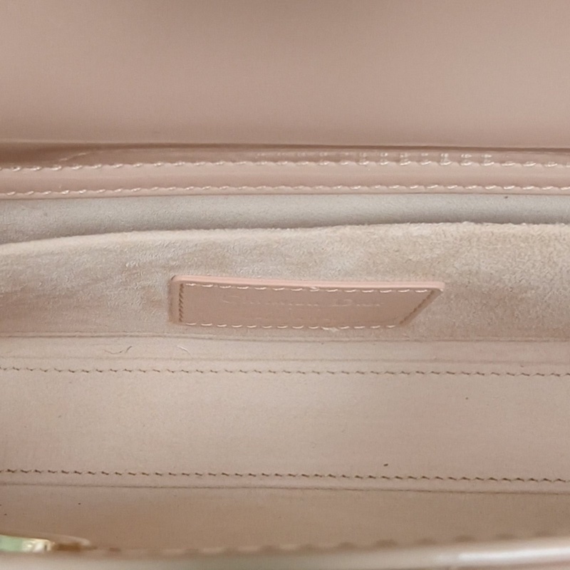 DIOR LadyD-Joy橫版戴妃包小號裸色漆皮金扣2023-5