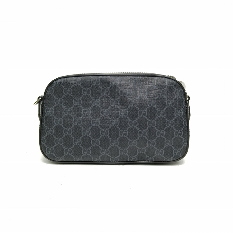 GUCCI 黑色PVC銀扣黑花相機包小號24-2