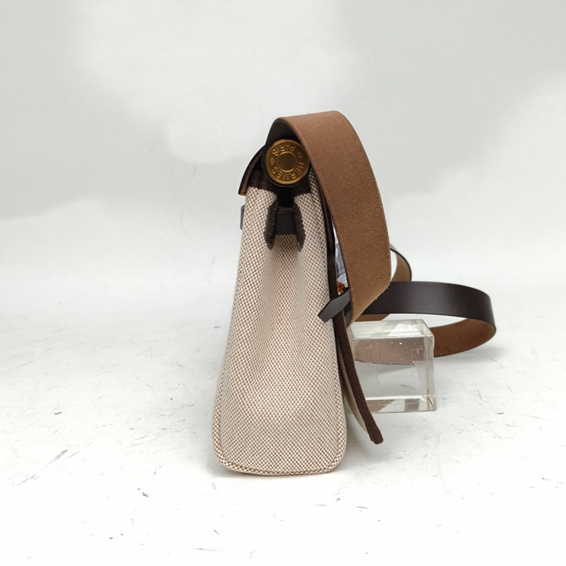 HERMES HerbagZip20帆布拼牛皮烏木色K2025金扣-1