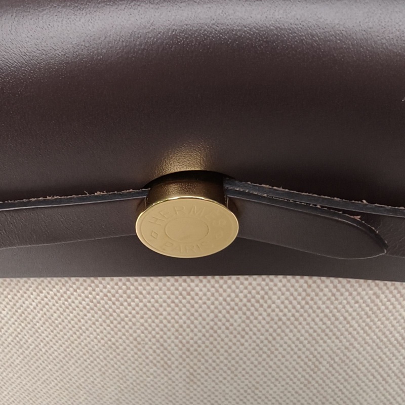 HERMES HerbagZip20帆布拼牛皮烏木色K2025金扣-4