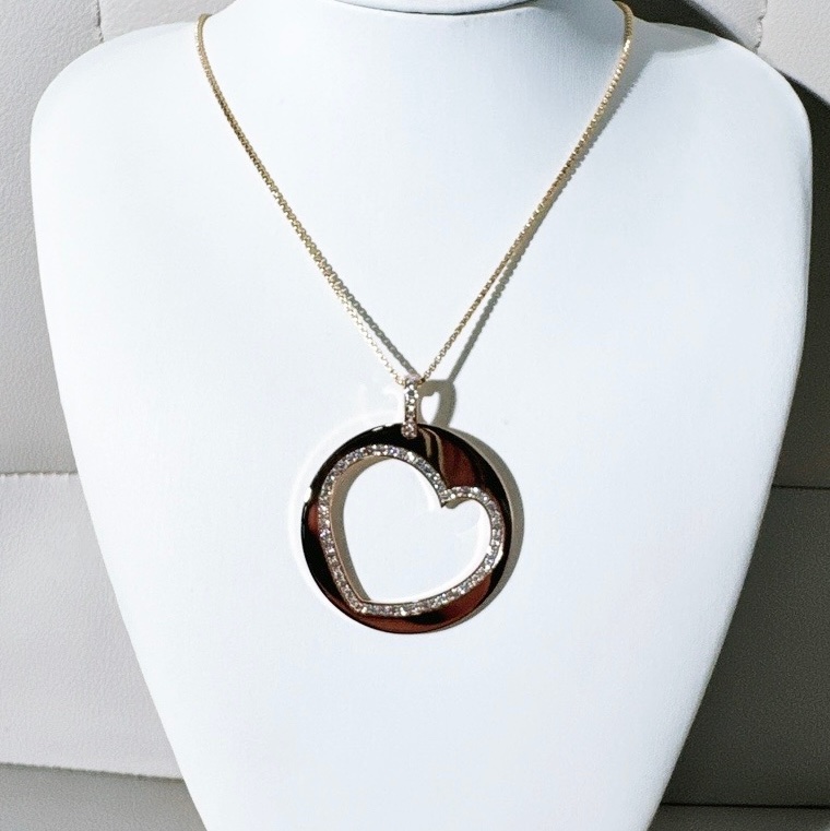 Roger dubuis 羅傑杜彼 玫瑰金 +鑽  大號心形項鍊-0