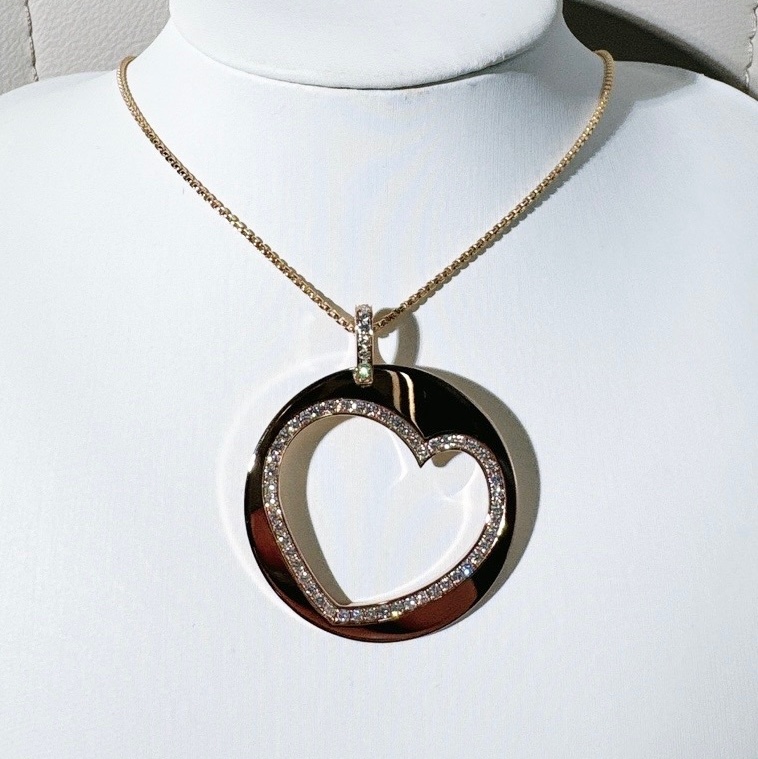 Roger dubuis 羅傑杜彼 玫瑰金 +鑽  大號心形項鍊-2