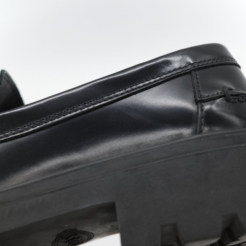 Tod’s 托德斯 Kate 經典黑色 拋光小牛皮 金屬鏈條扣飾 增高厚底樂福鞋-12