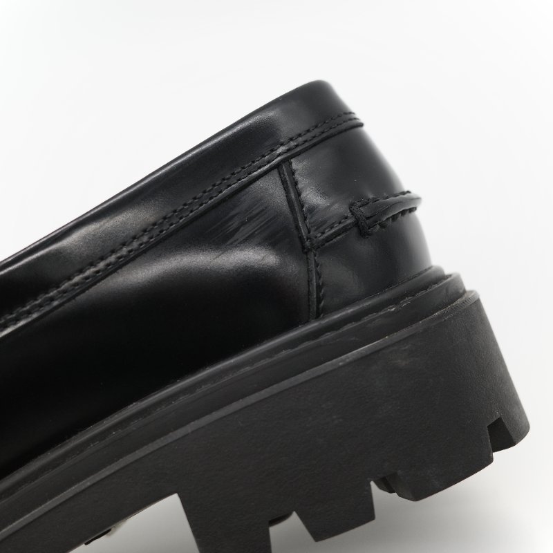 Tod’s 托德斯 Kate 經典黑色 拋光小牛皮 金屬鏈條扣飾 增高厚底樂福鞋-15